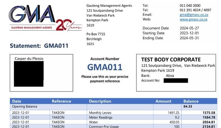 Excel Property statement download | GMA